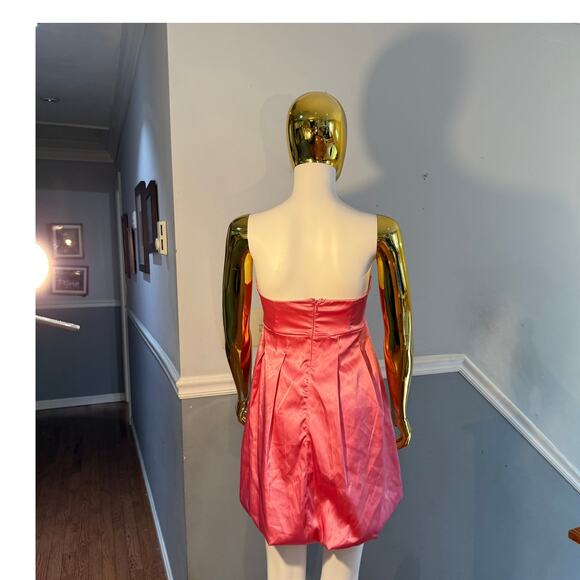 Vintage Y2K 90s Ruby Rox Strapless Bubble Dress M Made USA Hot Pink Satin Party - Picture 3 of 9